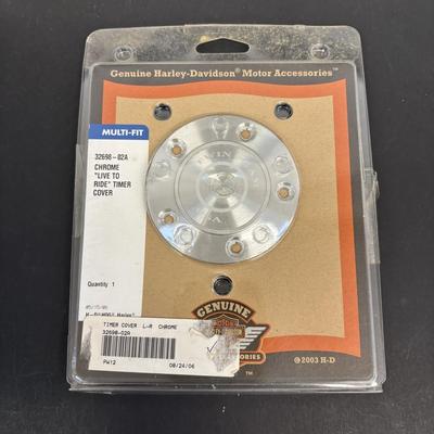 LOT 94: Harley Davidson Collection: Dept 56, Maisto FXSTSB Bad Boy & FLHR Road King Diecast Replicas, NIP Timer Cover & Ornaments