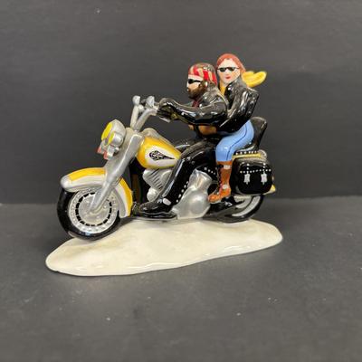 LOT 94: Harley Davidson Collection: Dept 56, Maisto FXSTSB Bad Boy & FLHR Road King Diecast Replicas, NIP Timer Cover & Ornaments