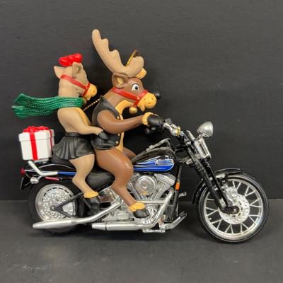 LOT 94: Harley Davidson Collection: Dept 56, Maisto FXSTSB Bad Boy & FLHR Road King Diecast Replicas, NIP Timer Cover & Ornaments