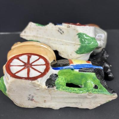 LOT 95: Collection of 7 Vintage Donkey Pulling Cart Hand Painted Ashtrays, Japan
