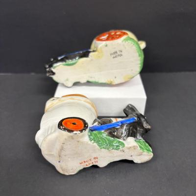 LOT 95: Collection of 7 Vintage Donkey Pulling Cart Hand Painted Ashtrays, Japan