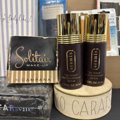 LOT 98: Health & Beauty Collection: Unopened 20-Carats by Dana Perfumed Dusting Powder, Aramis Antiperspirant Spray, So Lady Like by...