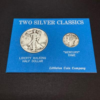 LOT 101: Classic Silver Coins - Liberty Walking Half Dollar and "Mercury" Dime (Littleton Coin Company)
