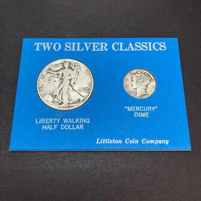 LOT 101: Classic Silver Coins - Liberty Walking Half Dollar and "Mercury" Dime (Littleton Coin Company)