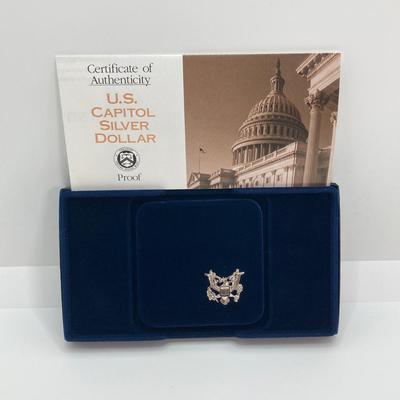 LOT 102: 1994 Bicentennial of the U.S. Capitol Commemorative Silver Dollar Proof Coin in Presentation Box and Certificate of Authenticity