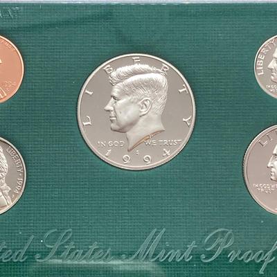 LOT 107: Five United States Mint Proof Coin Sets - 1994, 1995, 1996, 1997 and 1998