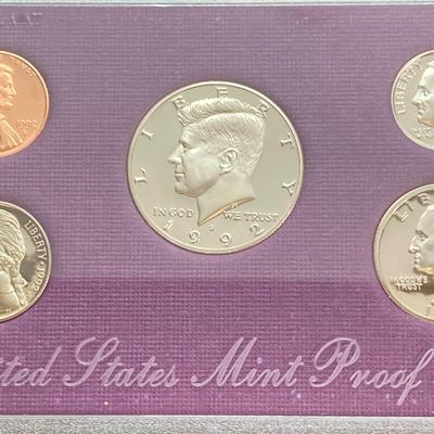 LOT 109: Five United States Mint Coin Proof Sets - (2) 1991, (2) 1992 and (1) 1993