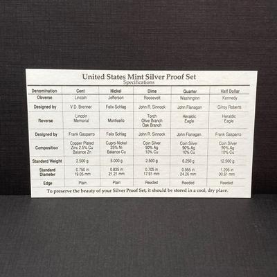 LOT 112: Two United States Mint Silver Proof Coin Sets - 1993 and 1994