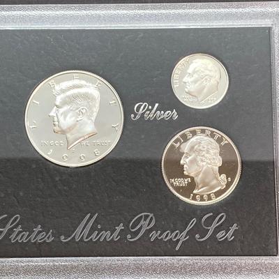 LOT 113: Three United States Mint Silver Proof Coin Sets - 1995, 1996 and 1998