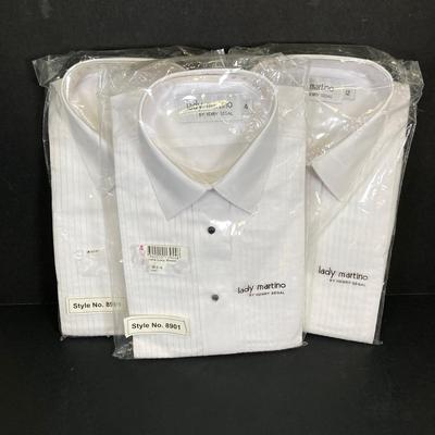 LOT 114: Collection of (16) Men's and Ladies' White Button Down Dress / Formal Shirts - (Martino Collection by Henry Segal and...