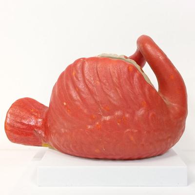 LOT 115: Brass Wall Sconce with Handpainted Shade, Orange Porcelain Swan Planter, Enameled Incense Burner & Miniature Vases