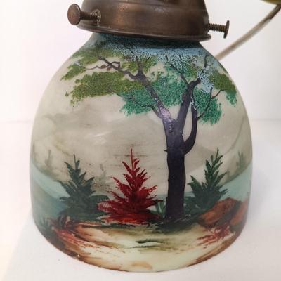 LOT 115: Brass Wall Sconce with Handpainted Shade, Orange Porcelain Swan Planter, Enameled Incense Burner & Miniature Vases