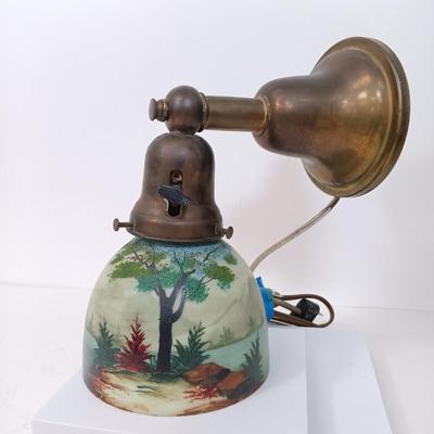 LOT 115: Brass Wall Sconce with Handpainted Shade, Orange Porcelain Swan Planter, Enameled Incense Burner & Miniature Vases