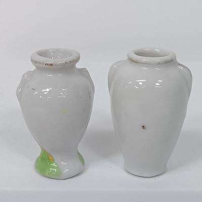 LOT 115: Brass Wall Sconce with Handpainted Shade, Orange Porcelain Swan Planter, Enameled Incense Burner & Miniature Vases