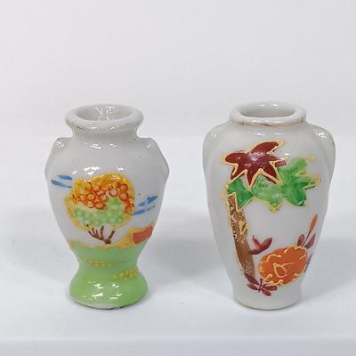 LOT 115: Brass Wall Sconce with Handpainted Shade, Orange Porcelain Swan Planter, Enameled Incense Burner & Miniature Vases