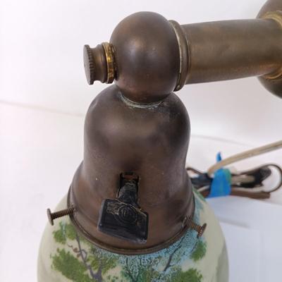 LOT 115: Brass Wall Sconce with Handpainted Shade, Orange Porcelain Swan Planter, Enameled Incense Burner & Miniature Vases