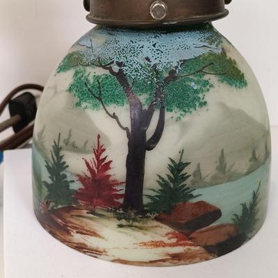 LOT 115: Brass Wall Sconce with Handpainted Shade, Orange Porcelain Swan Planter, Enameled Incense Burner & Miniature Vases