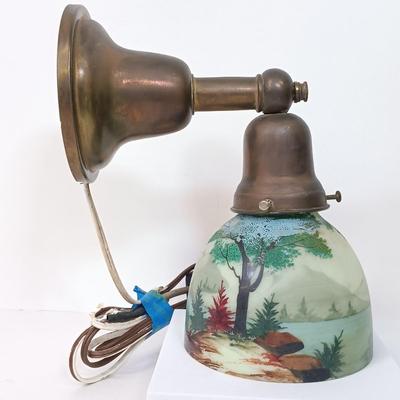 LOT 115: Brass Wall Sconce with Handpainted Shade, Orange Porcelain Swan Planter, Enameled Incense Burner & Miniature Vases