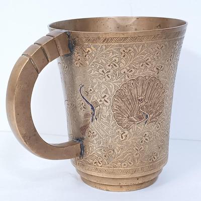 LOT 117: Soviet Russia Military Cap, Tambour Roll Top Cigarette Box, Brass Near Middle East Map Cup & More