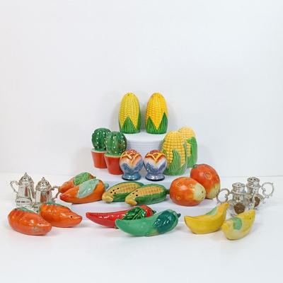 LOT 122: Vintage Salt and Pepper Shakers - Fruit, Vegetables, Cactus' & Teapots