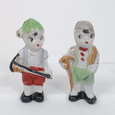 LOT 123: Vintage Japan Porcelain - Cuckoo Clock Wall Pocket, Puss in Boots, Clown Toothpick Holder & More