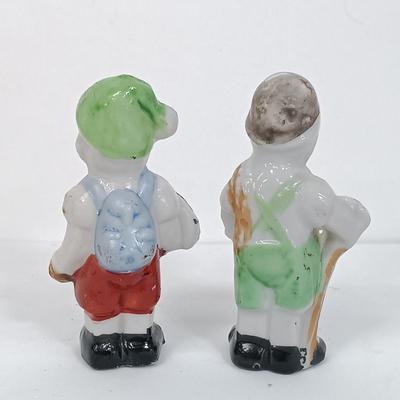 LOT 123: Vintage Japan Porcelain - Cuckoo Clock Wall Pocket, Puss in Boots, Clown Toothpick Holder & More