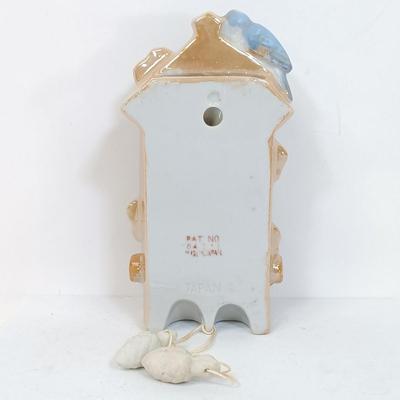 LOT 123: Vintage Japan Porcelain - Cuckoo Clock Wall Pocket, Puss in Boots, Clown Toothpick Holder & More