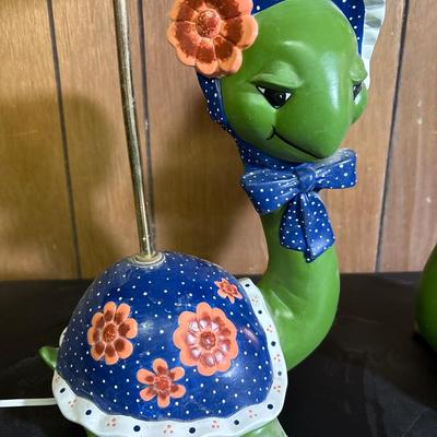 Vintage ceramic, Mr. and Mrs. turtle lamps