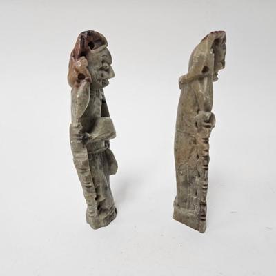 CKEG07. Pair of Hand-Carved Chinese Soapstone Figurines