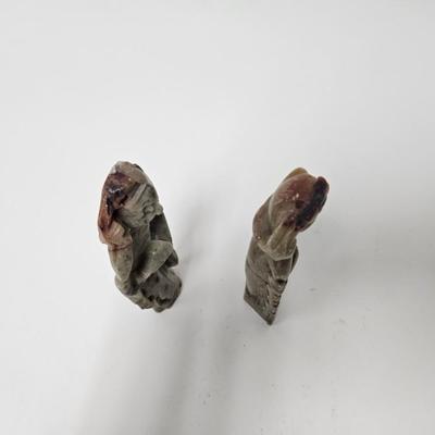 CKEG07. Pair of Hand-Carved Chinese Soapstone Figurines