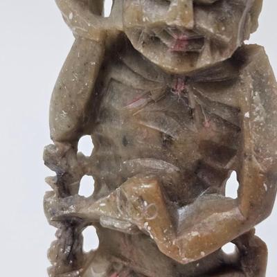 CKEG07. Pair of Hand-Carved Chinese Soapstone Figurines