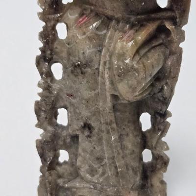 CKEG07. Pair of Hand-Carved Chinese Soapstone Figurines