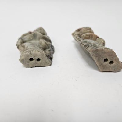 CKEG07. Pair of Hand-Carved Chinese Soapstone Figurines