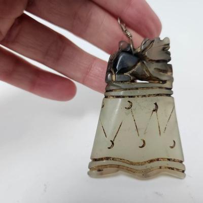 CKEG08. Lot of 4 Chinese Soapstone And Agate Carved Charm Pendants