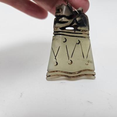 CKEG08. Lot of 4 Chinese Soapstone And Agate Carved Charm Pendants