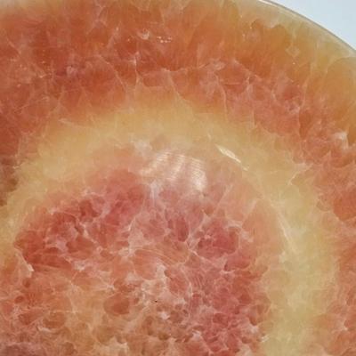 CKEG10. RARE Carved Chinese Pink Ombre Stone Tea Bowl