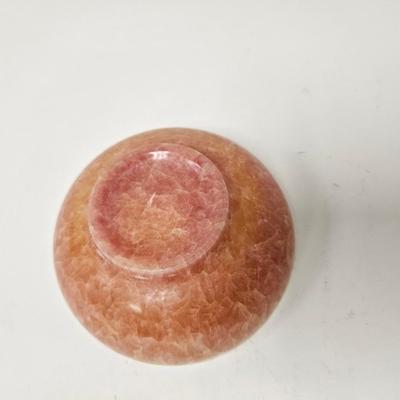 CKEG10. RARE Carved Chinese Pink Ombre Stone Tea Bowl