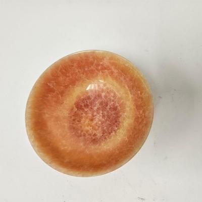 CKEG10. RARE Carved Chinese Pink Ombre Stone Tea Bowl