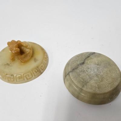 CKEG11. Vintage Chinese Soapstone Foo Dog Lidded Trinket Box