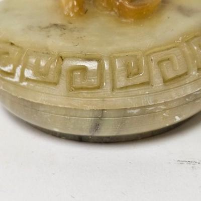 CKEG11. Vintage Chinese Soapstone Foo Dog Lidded Trinket Box