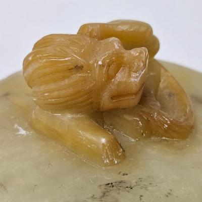 CKEG11. Vintage Chinese Soapstone Foo Dog Lidded Trinket Box