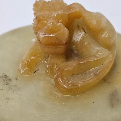 CKEG11. Vintage Chinese Soapstone Foo Dog Lidded Trinket Box