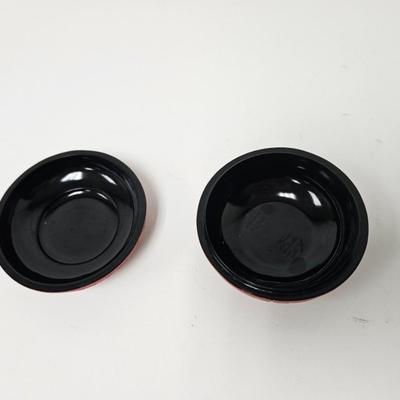 CKEG12. Vintage Chinese Carved Cinnabar Round Trinket Box