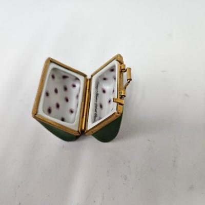 CKEG13. Limoges Porcelain Hand-Painted Mini Trinket Box, Luggage