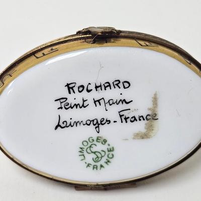 CKEG14. Limoges Porcelain Hand-Painted Mini Trinket Box, Frog in Tuxedo