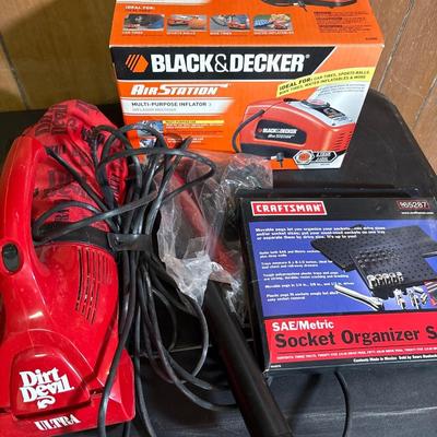 Air Inflator, socket organizer and dirt double