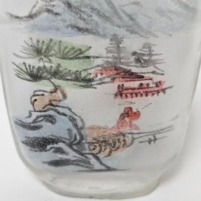CKEG15. Hand-Painted Reverse Glass Chinese Snuff Bottle, Mountain Scene