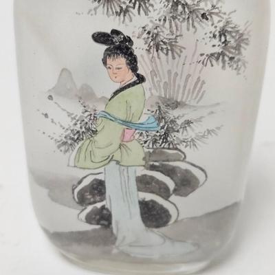CKEG16. Hand-Painted Reverse Glass Chinese Snuff Bottle, Ladies