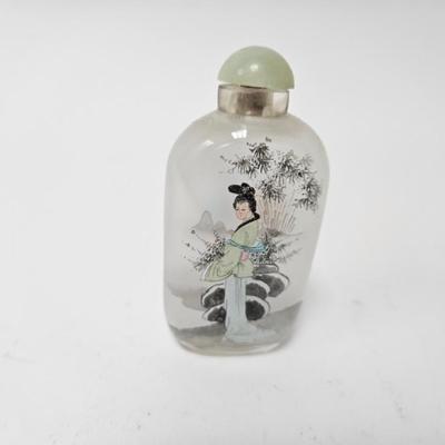 CKEG16. Hand-Painted Reverse Glass Chinese Snuff Bottle, Ladies