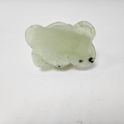 CKEG17. Carved Jade Stone Good Luck Frog on Coins